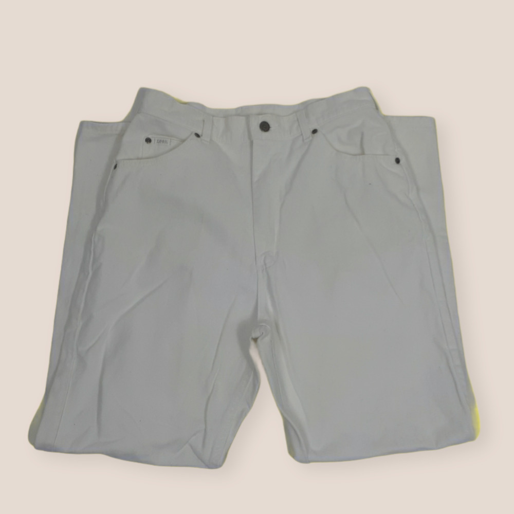 Vintage Lee Womens Plus Size 14 White High Waisted Mom Jeans